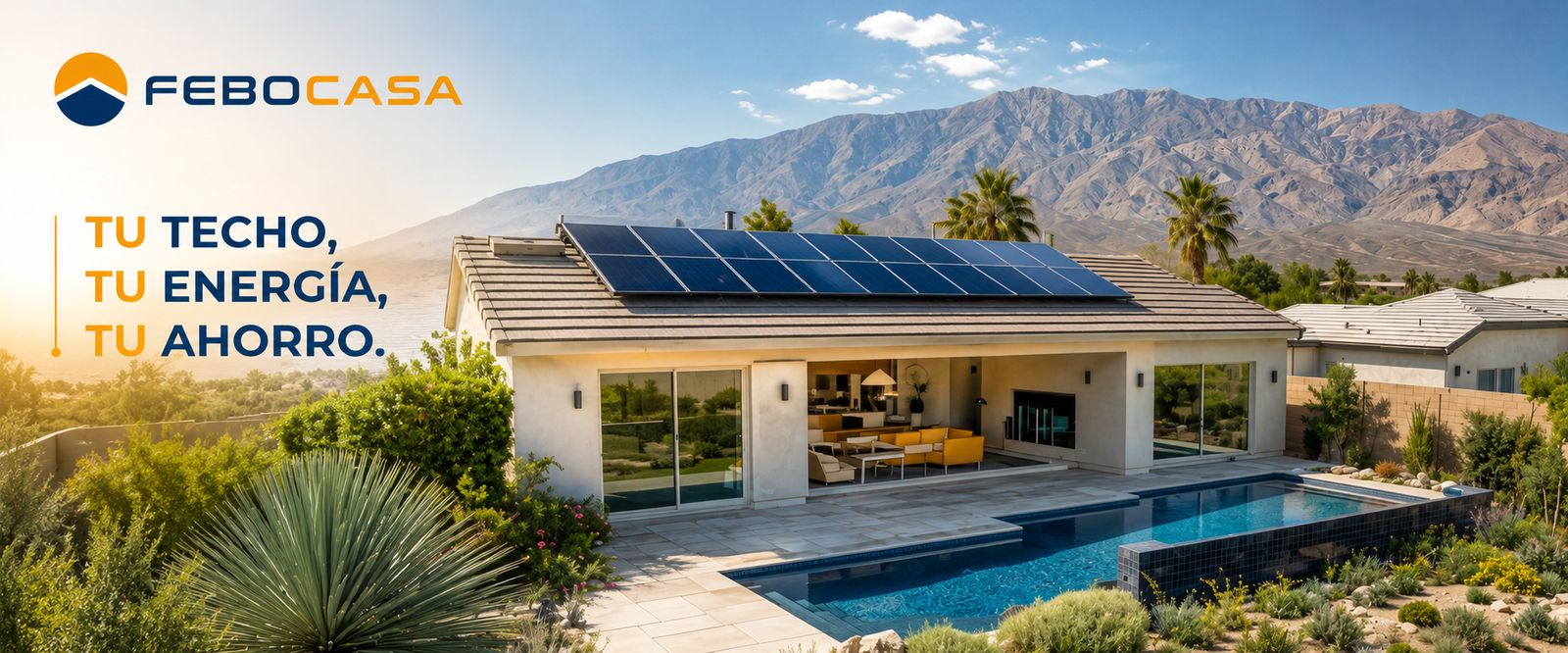 Casa con paneles solares FEBOCASA — tu techo, tu energía, tu ahorro
